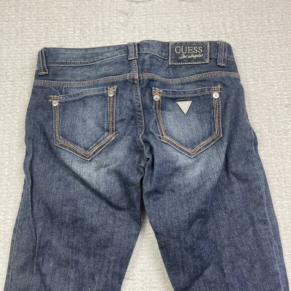Y2K GUESS Jeans Sz 24 Casual Low Rise STARLET Skinny Leg Dark Blue Denim - Picture 8 of 13